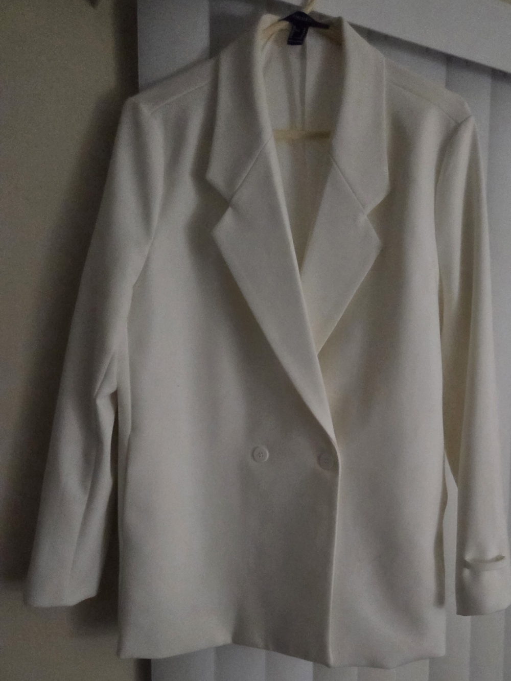 Vintage White Double-Breasted Blazer Jacket